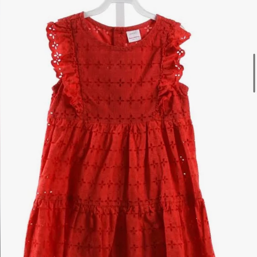 Hannah Anderson eyelet dress with ruffles in red sz 10 like NEW